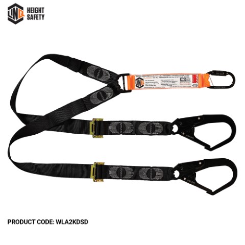 LINQ WEBBING LANYARD ADJUST DBL LEG 1X D.A KARABINER 2X D.A SCAFF HOOK